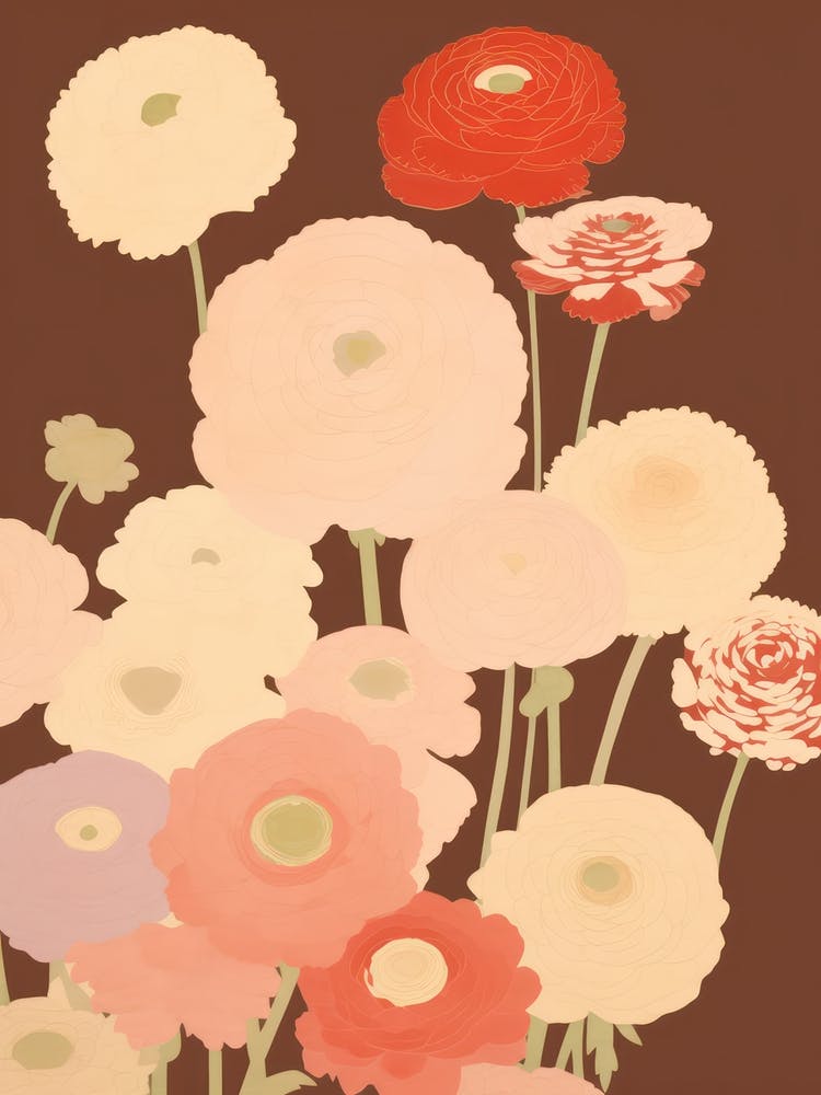 Ranunculus Flower Big Bold Illustration 2