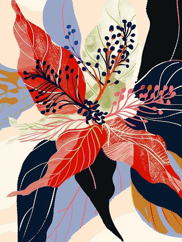 Colourful Flower Illustration Poinsettia 2