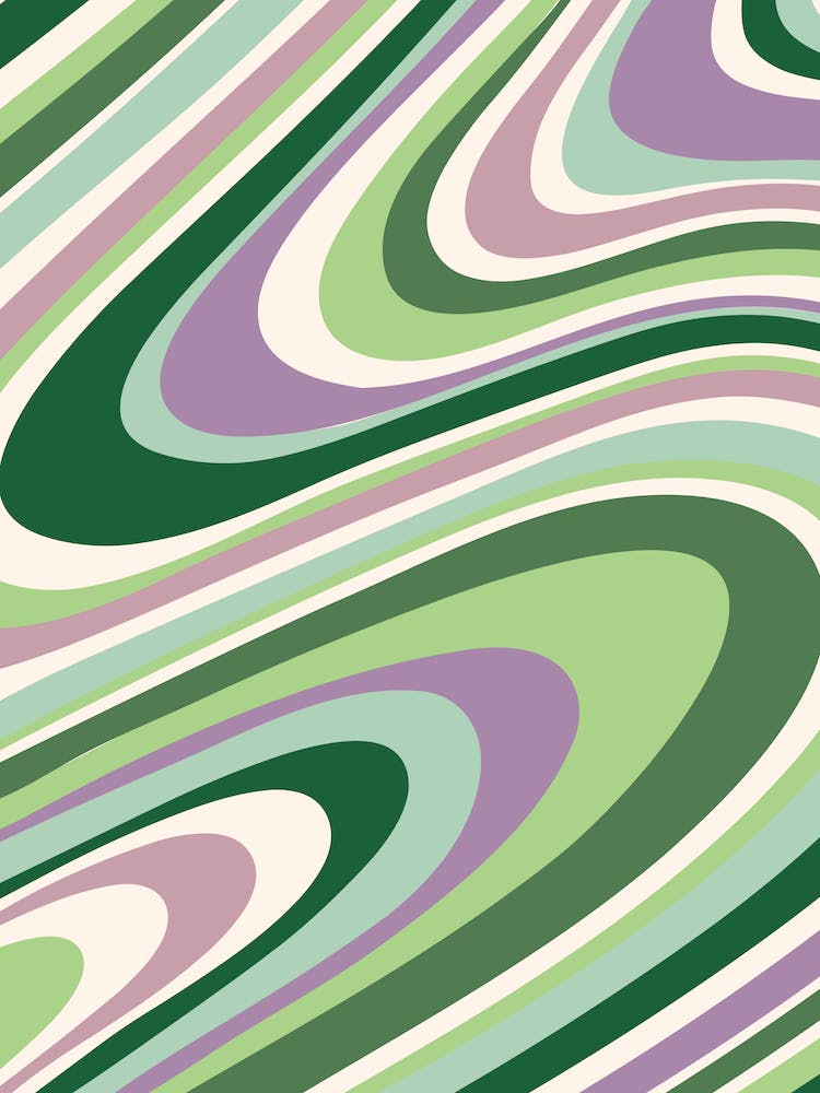 Retro Green & Purple Groovy Swirl