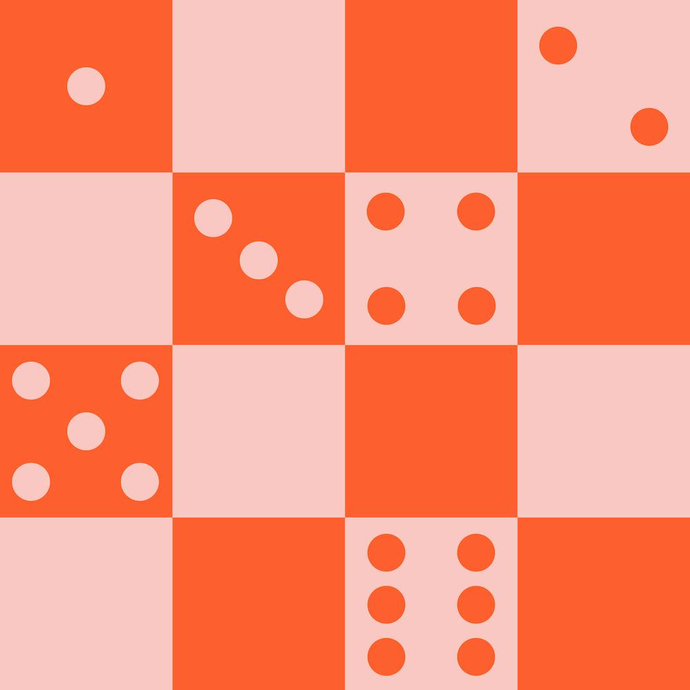 Retro Peach Dice Checkerboard
