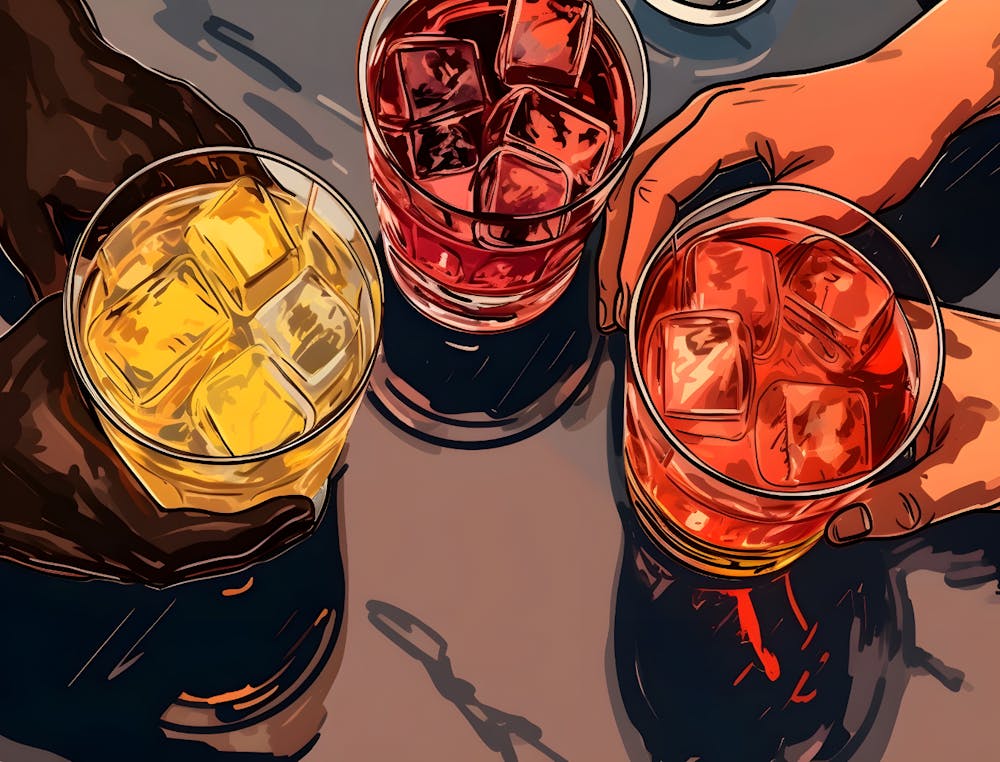 Three People Holding Drinks