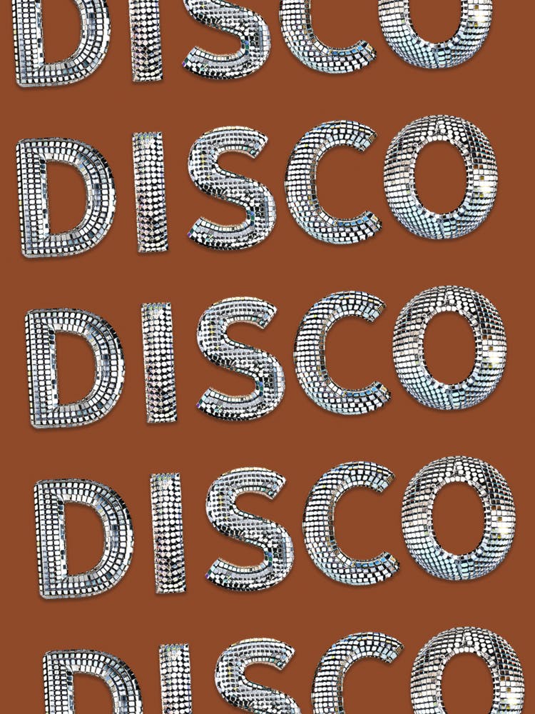 DISCO! Disco Ball Styled Typography, Fall Brown Color