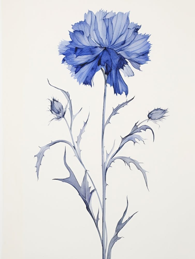 Blue Botanical Cornflower 3