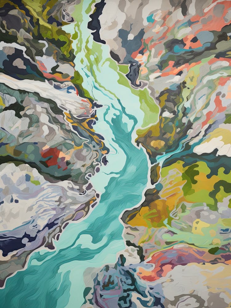 Mountains In Summer Aerial View Painting 3