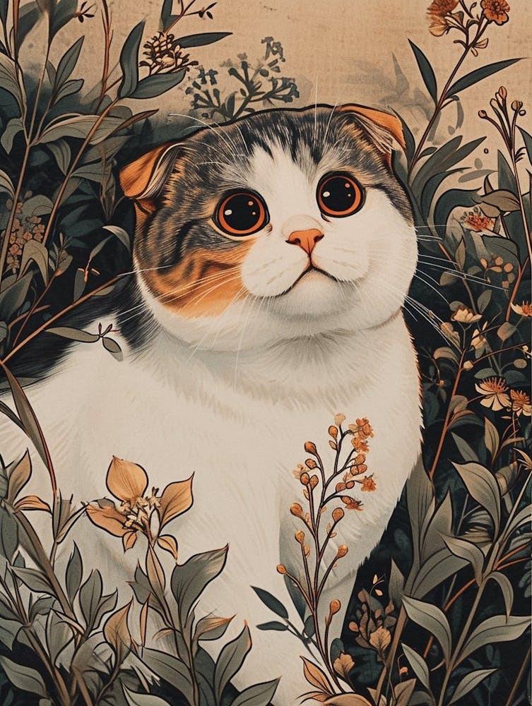 Scottish Fold Katze Japanische Illustration 4