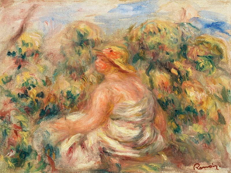 Woman With Hat In A Landscape(1918), Pierre Auguste Renoir