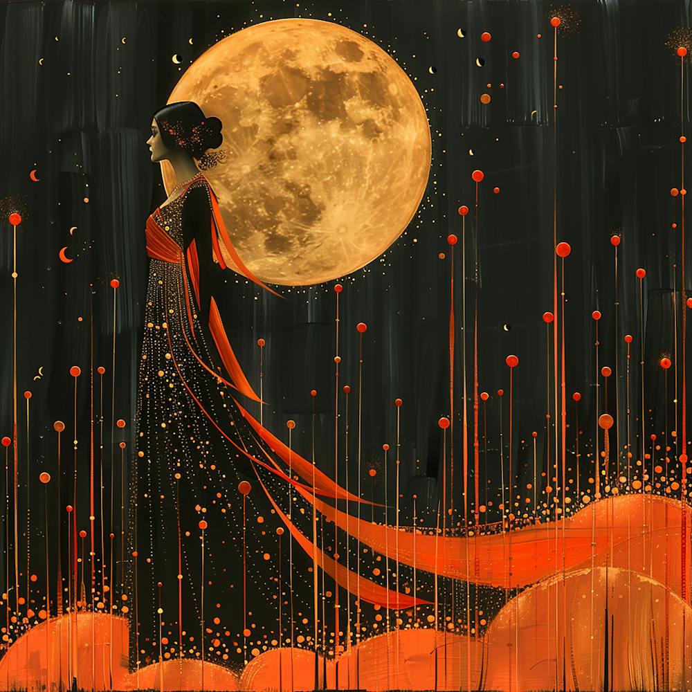 Woman In The Moonlight - city wall art, colorful wall art, home decor, minimal art, modern wall art, wall art, wall decoration, wall print colourful wall art, decor wall art, digital art, digital art download, interior wall art, downloadable art, eclectic