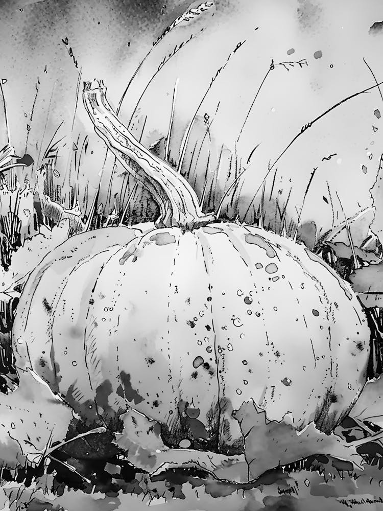 Pumpkin In The Grass 2