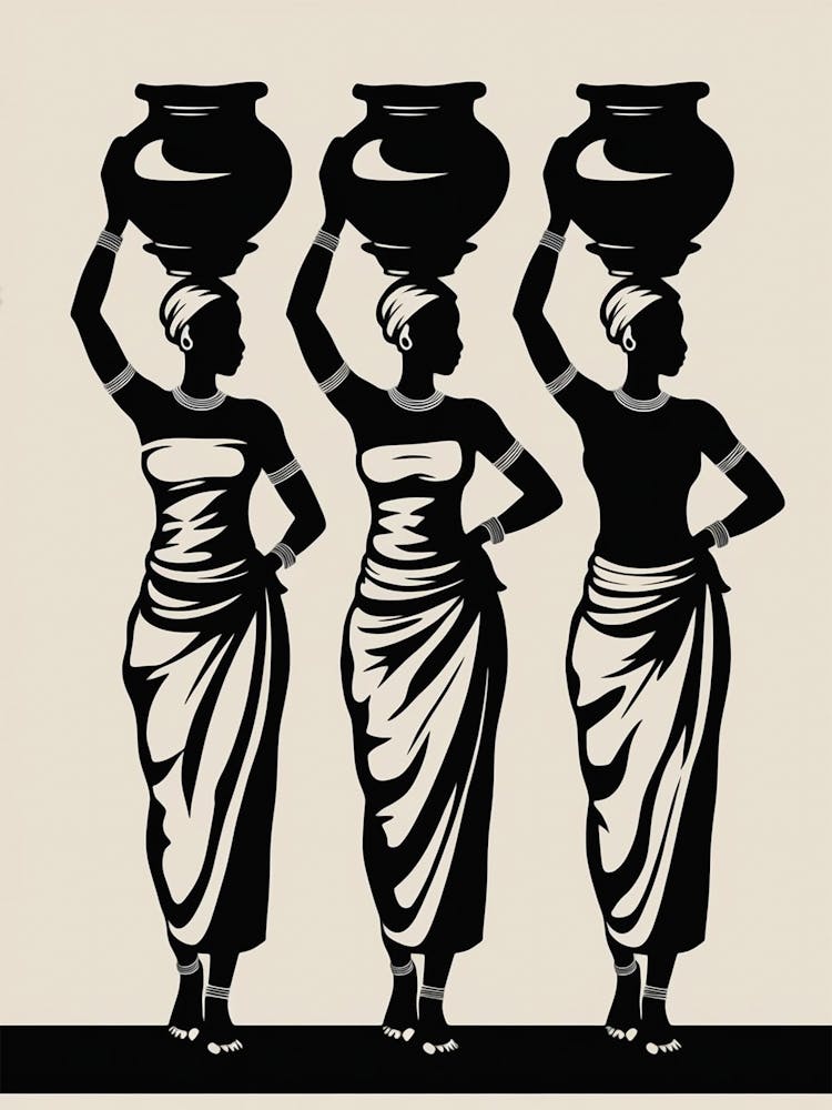 Three Women Carrying Pots 1