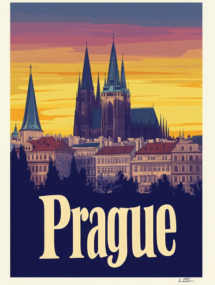 Aihrgdesign A Retro Travel Poster For Prague Featuring The Go 5c2733e2 Be15 4ada B80c 4c27788bde6d 3