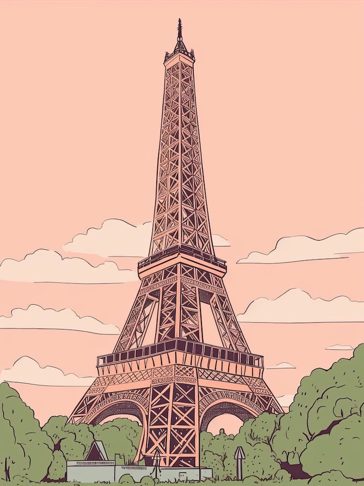 The Eiffel Tower Paris Travel Illustration 1