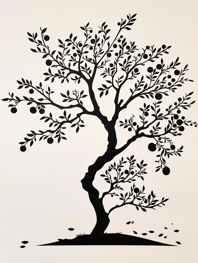 Plum Tree Simple Geometric Nature Stencil 1 1