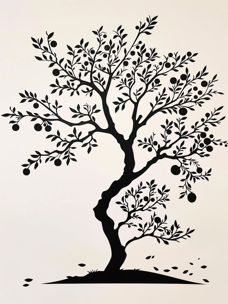 Plum Tree Simple Geometric Nature Stencil 1 1