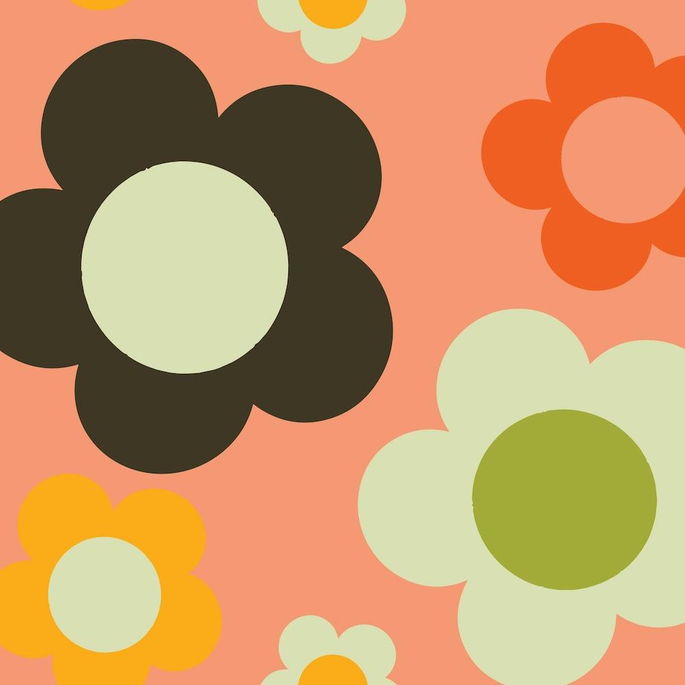 Bold Retro Floral Pink Square