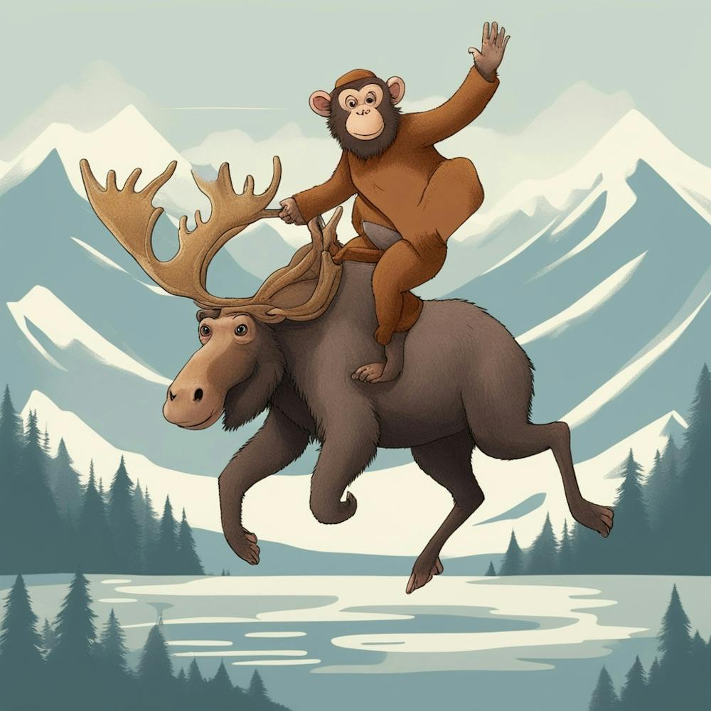 Monkey Riding A Moose