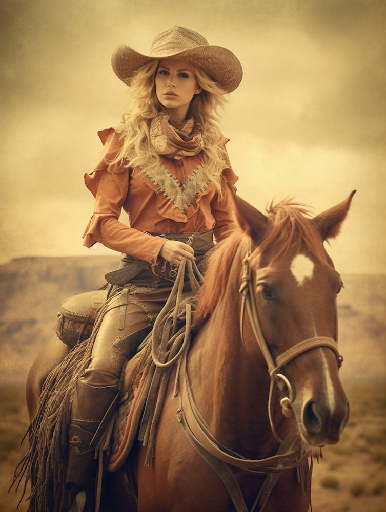 Western Cowgirl On Horse