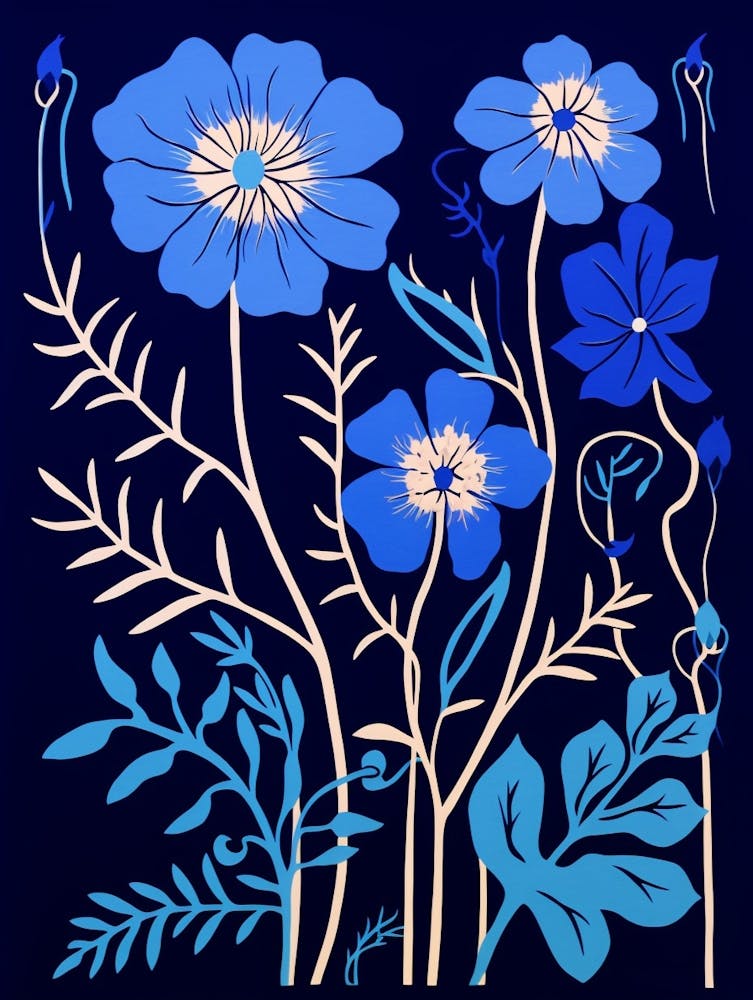 Blue Flower Illustration Nigella Love In A Mist 2