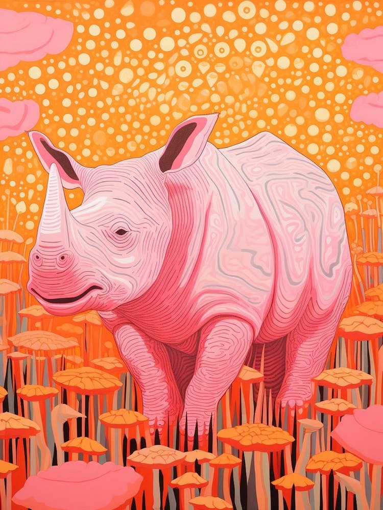 Wavy Lines Pink & Orange Dotty Rhino 2