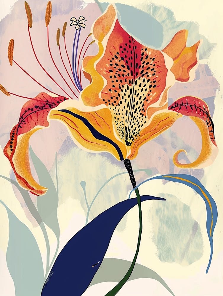 Farbenfrohe Blumenillustration Gloriosa-Lilie 2