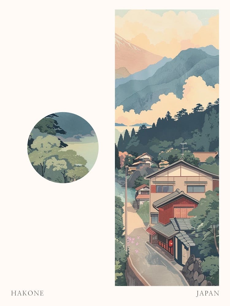 Hakone Japan 2 Cut Out Travel Poster