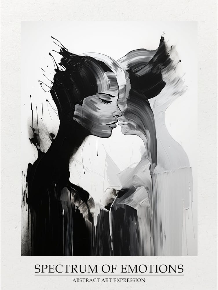Spectrum Of Emotions Abstract Black And White 3 Poster