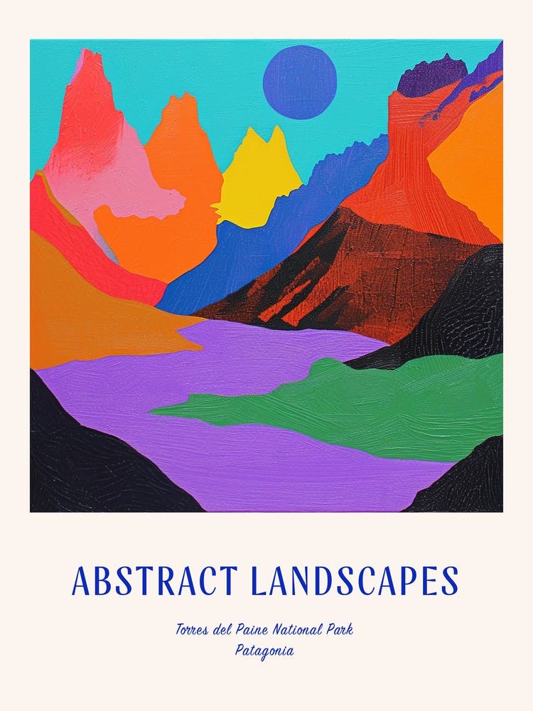 Colourful Abstract Torres Del Paine National Park Patagonia 2 Poster Blue