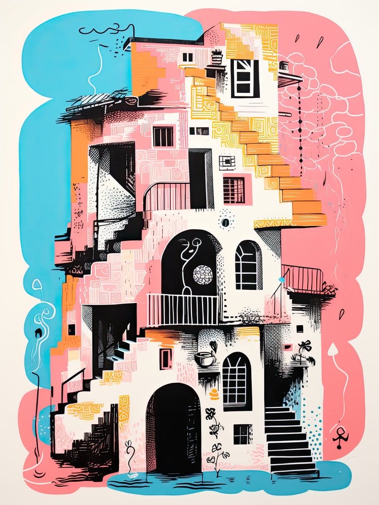 A House In Rome, Abstract Risograph Style 1