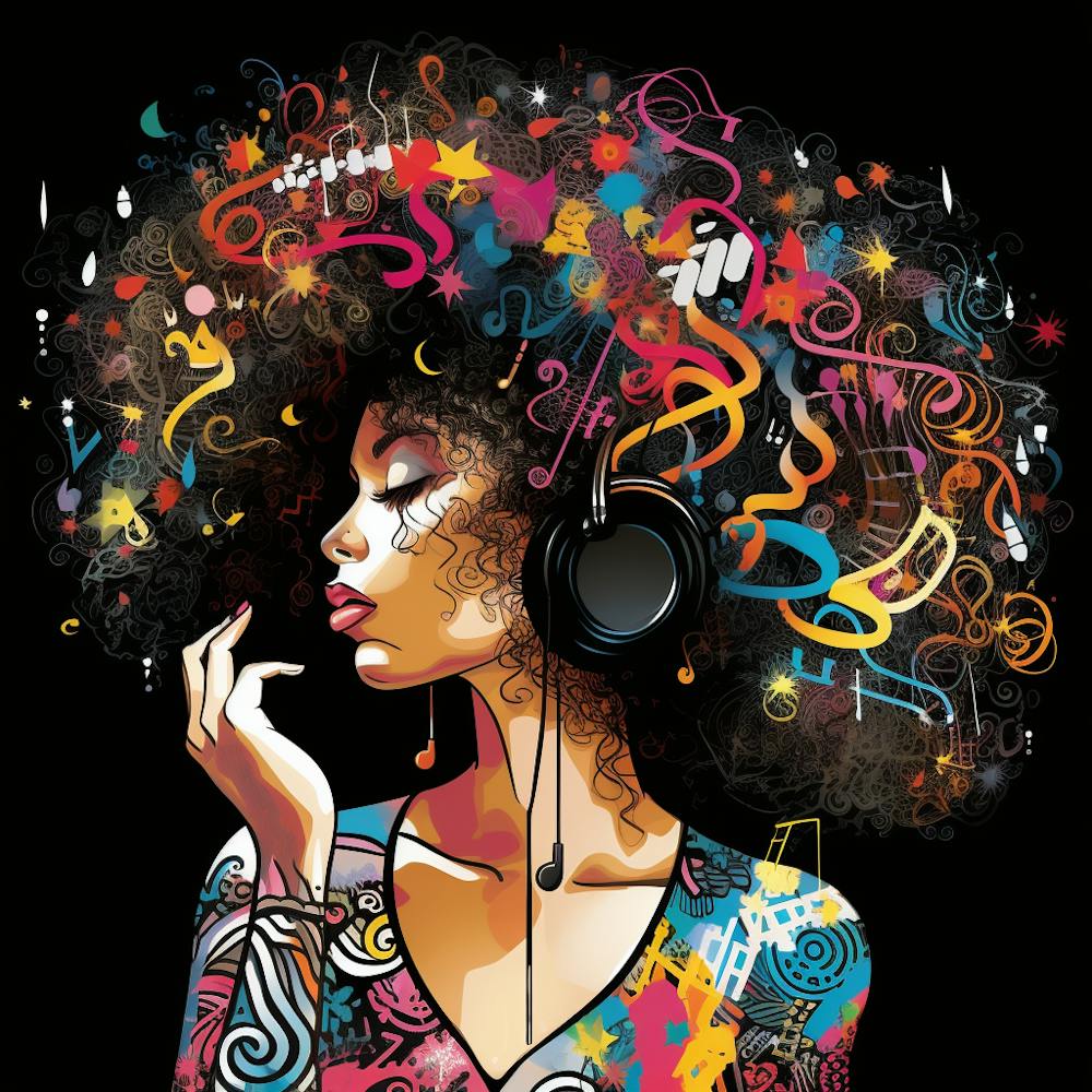 Afro-Mädchen mit Kopfhörern