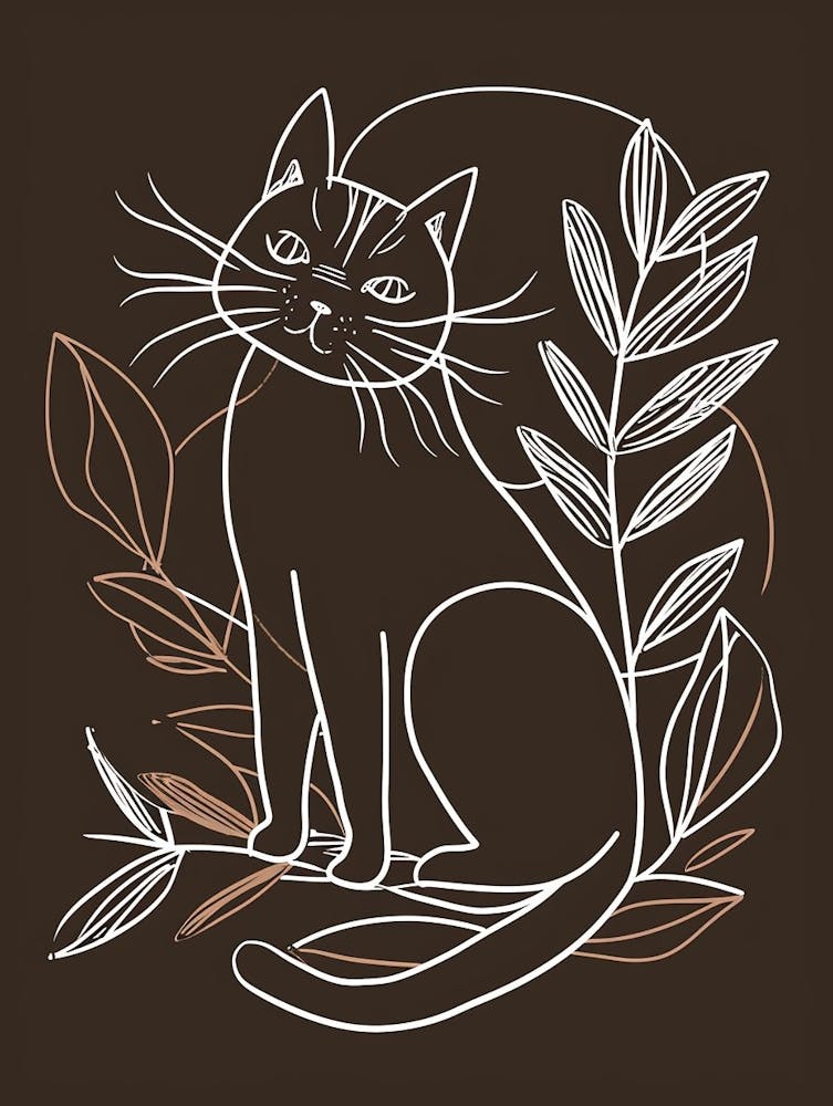 Havana Brown Cat Minimalist Illustration 2