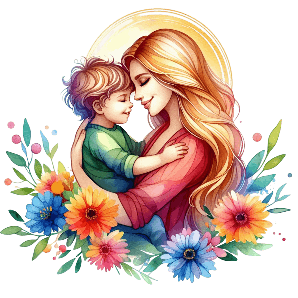 Mutter und Kind Aquarell Muttertag 5