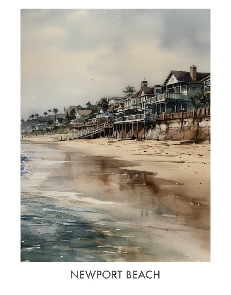 Newport Beach Watercolor 4travel Poster