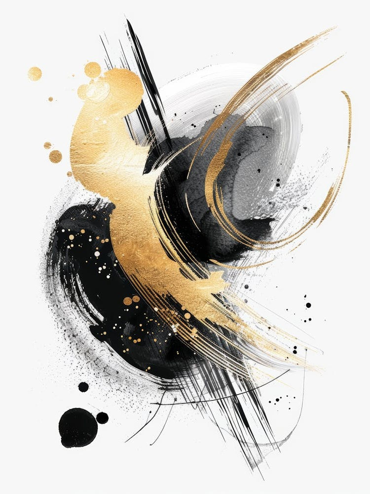 Abstract Gold And Black Painting 35