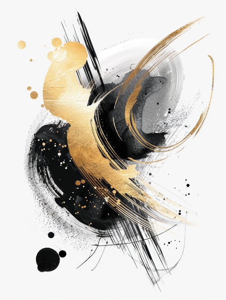 Abstract Gold And Black Painting 35