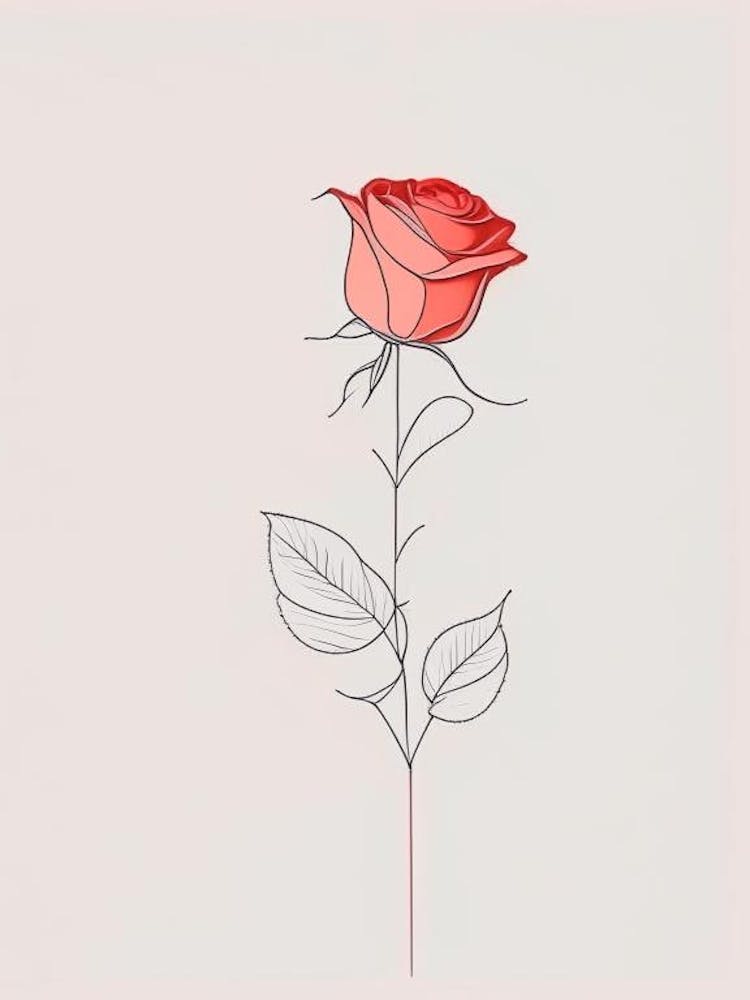Rose Floral Minimal Line Drawing 3 Flower