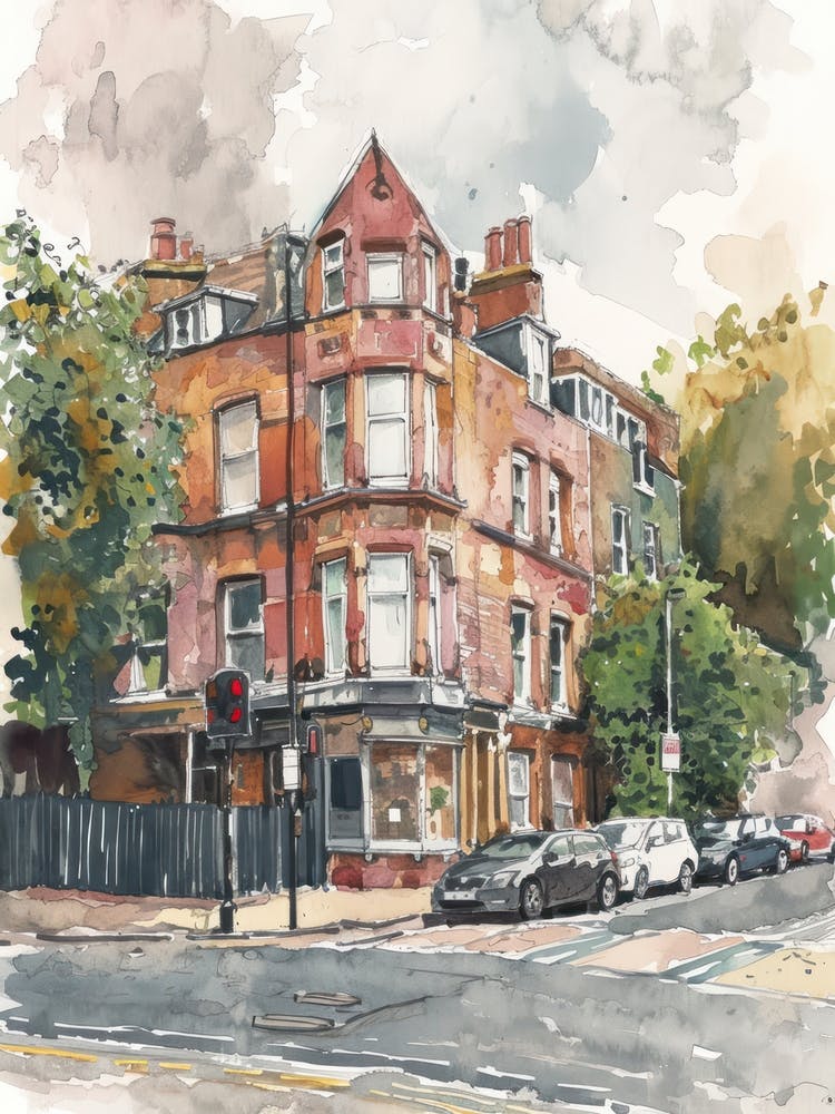 Brent London Borough   Street Watercolour 1