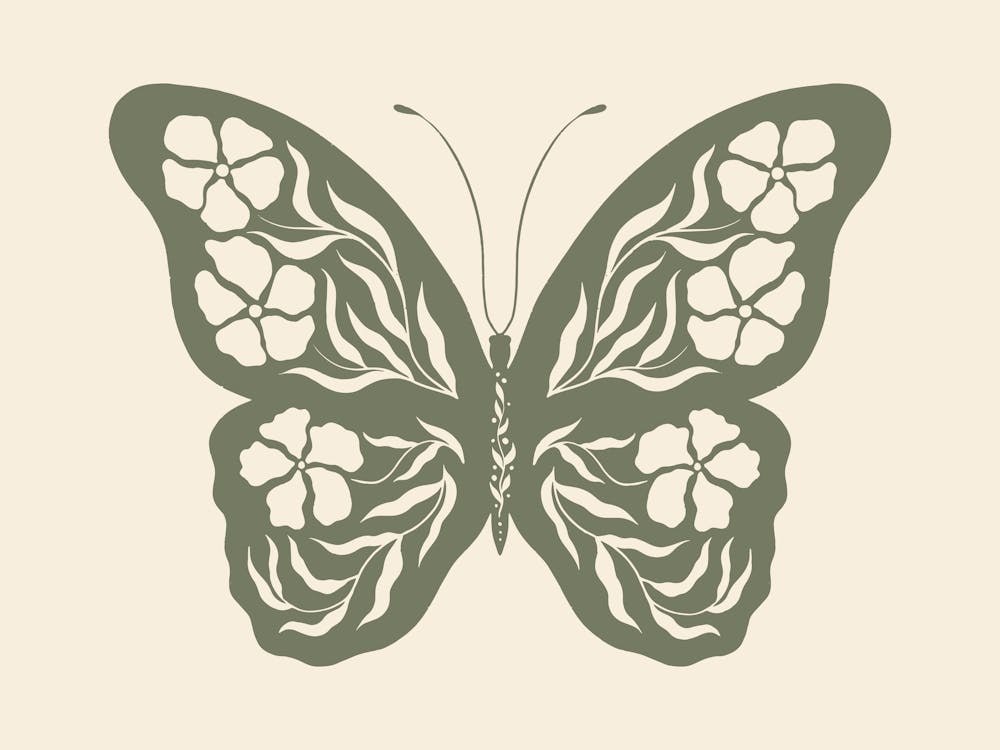 Volkskunst Schmetterling 01 - Salbeigrün
