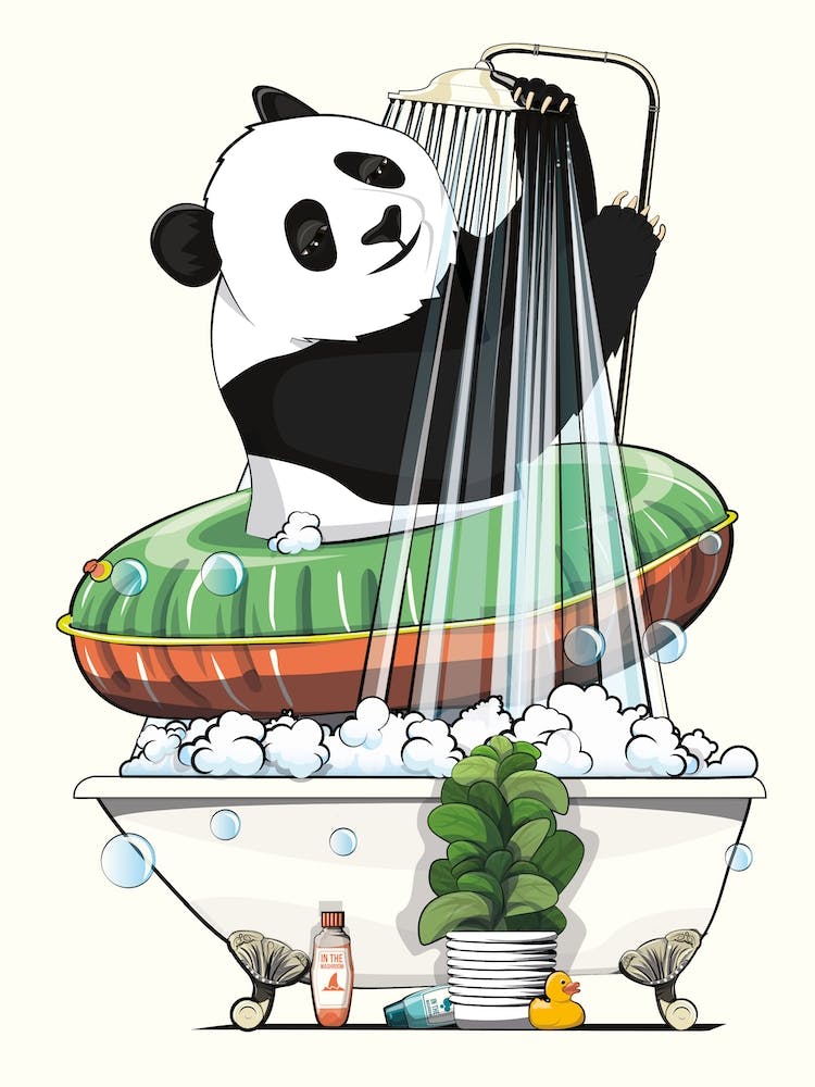 Panda In The Shower