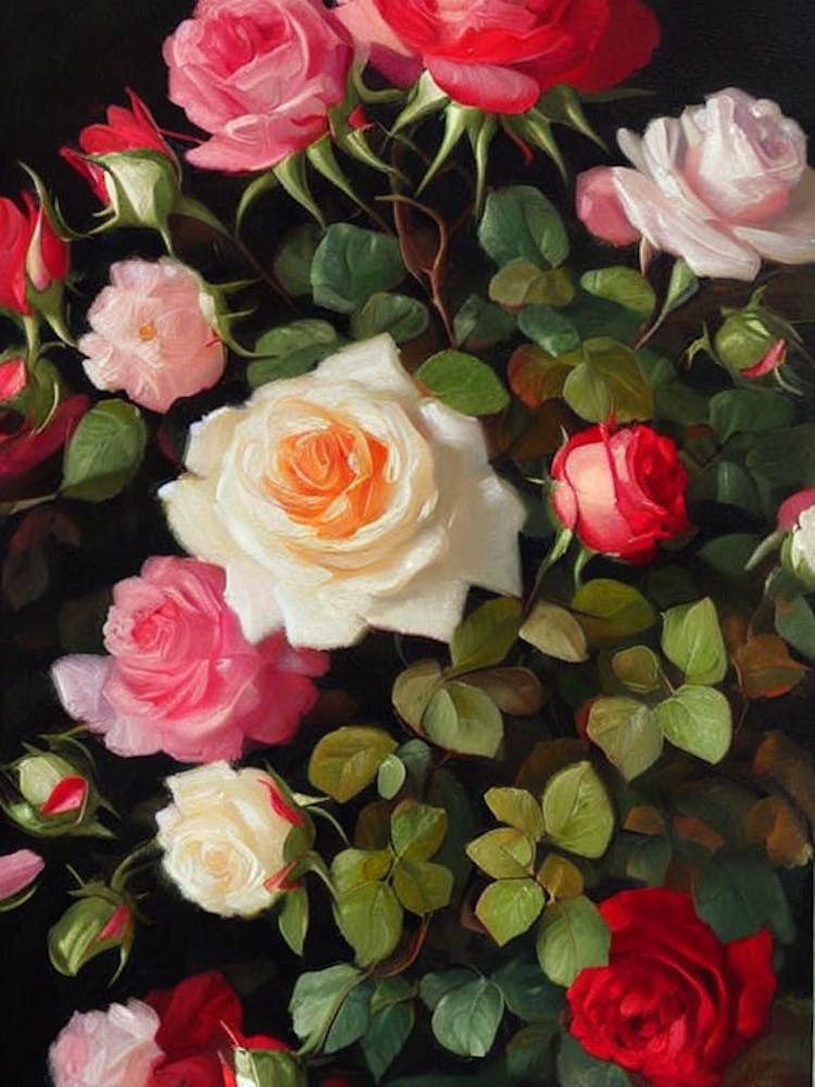 Rose 2 Still Life Oil Painting Flower