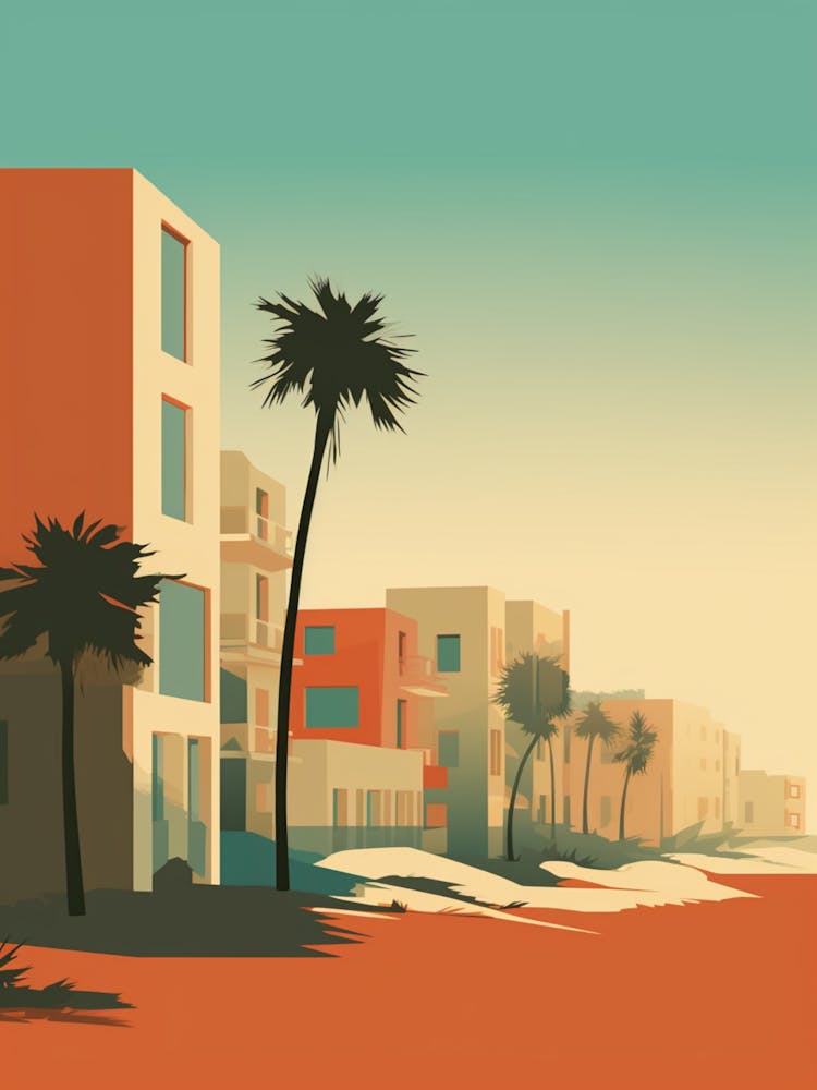 Pismo Beach California Mediterranean Style Illustration 2
