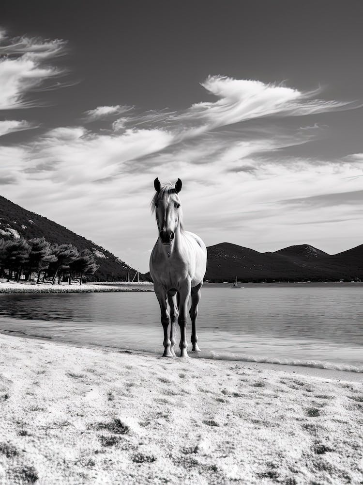 A Horse Oil Painting In Zlatni Rat, Croatia, Portrait 2