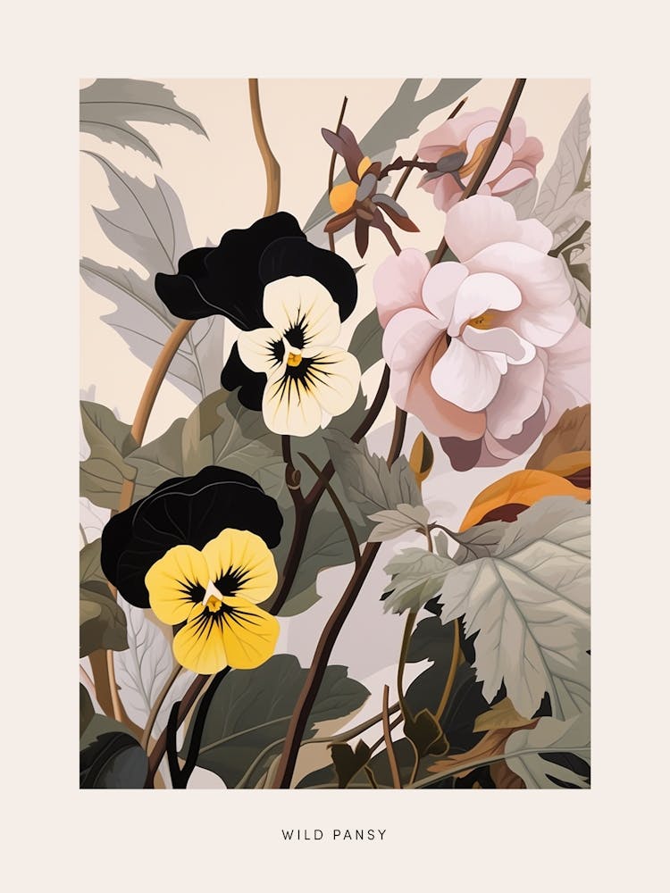 Flower Illustration Wild Pansy 3 Poster