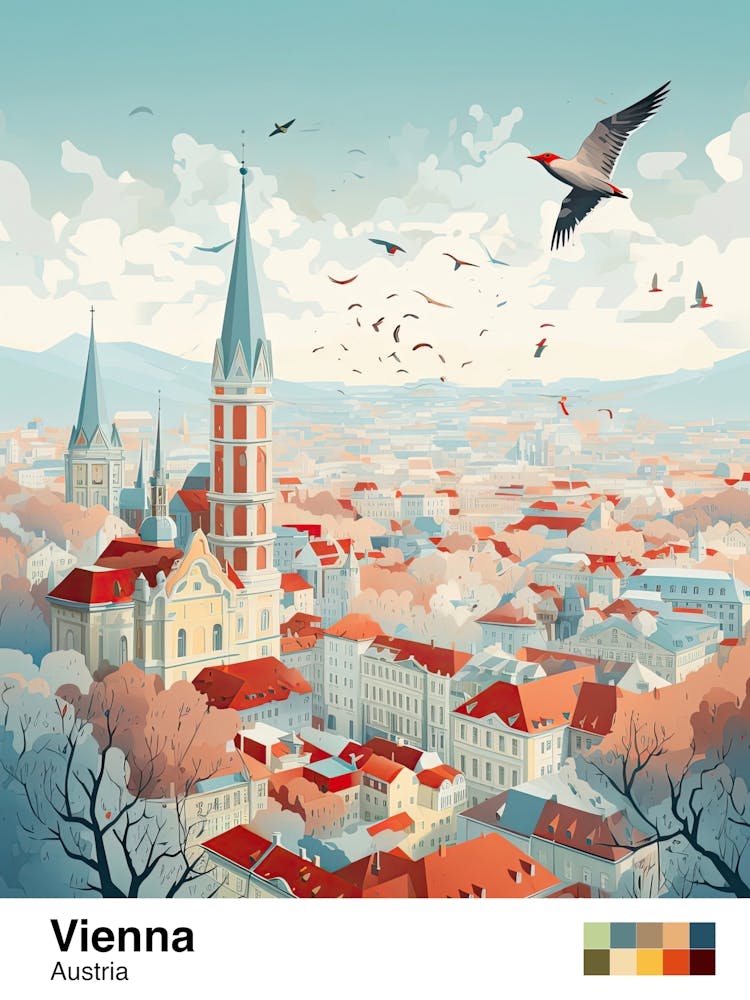 Vienna, Austria, Geometric Illustration 3 Poster