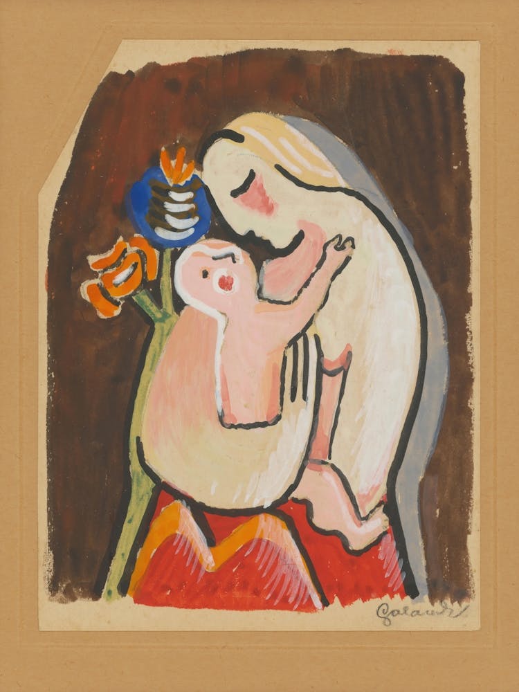 Mutter und Kind mit Mohnblume, Mikuláš Galanda