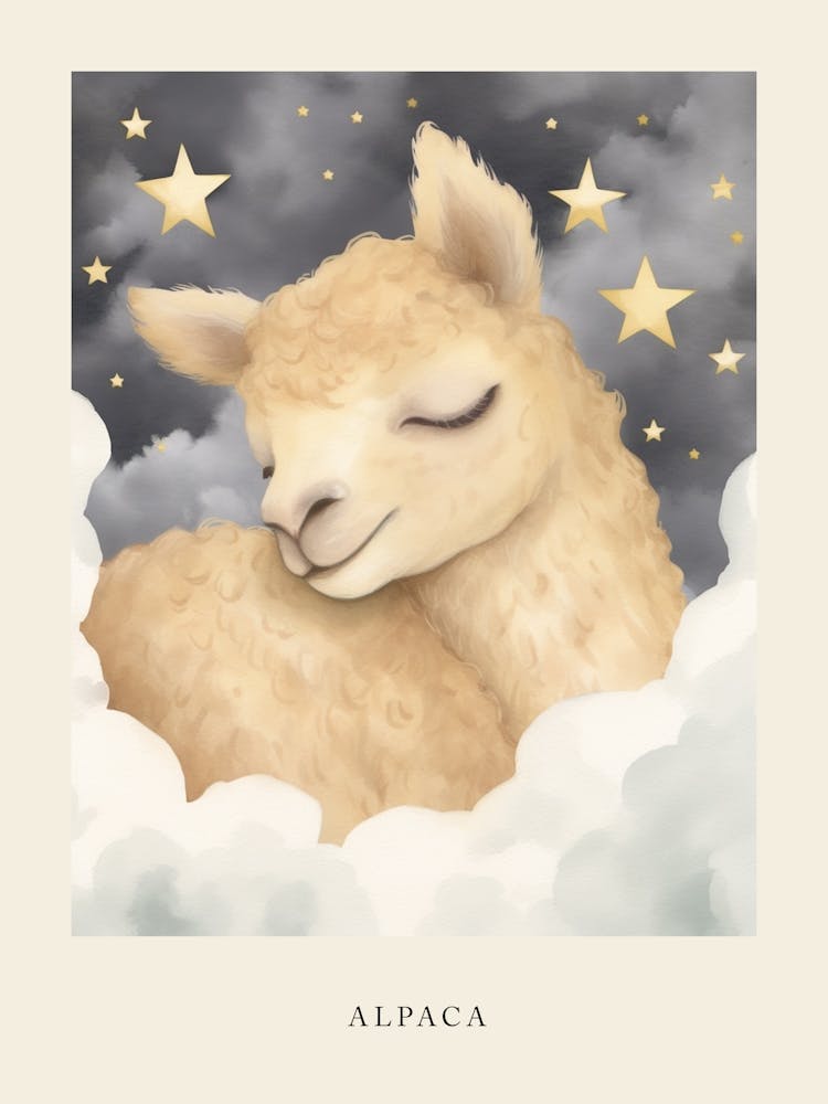 Sleeping Baby Alpaca 5 Nursery Poster