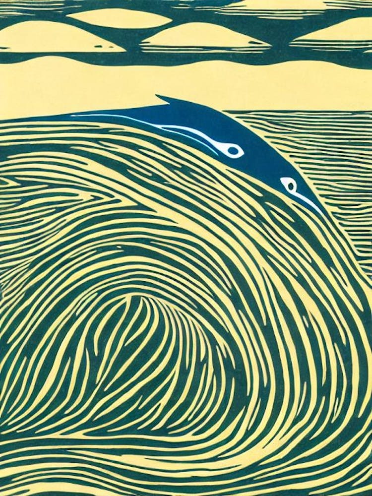 Blue Whale Linocut