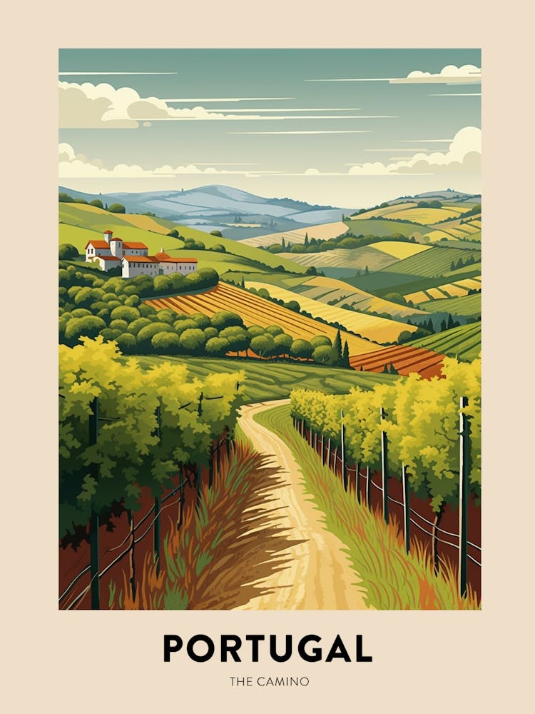 The Camino Portugal 1 Vintage Hiking Travel Poster