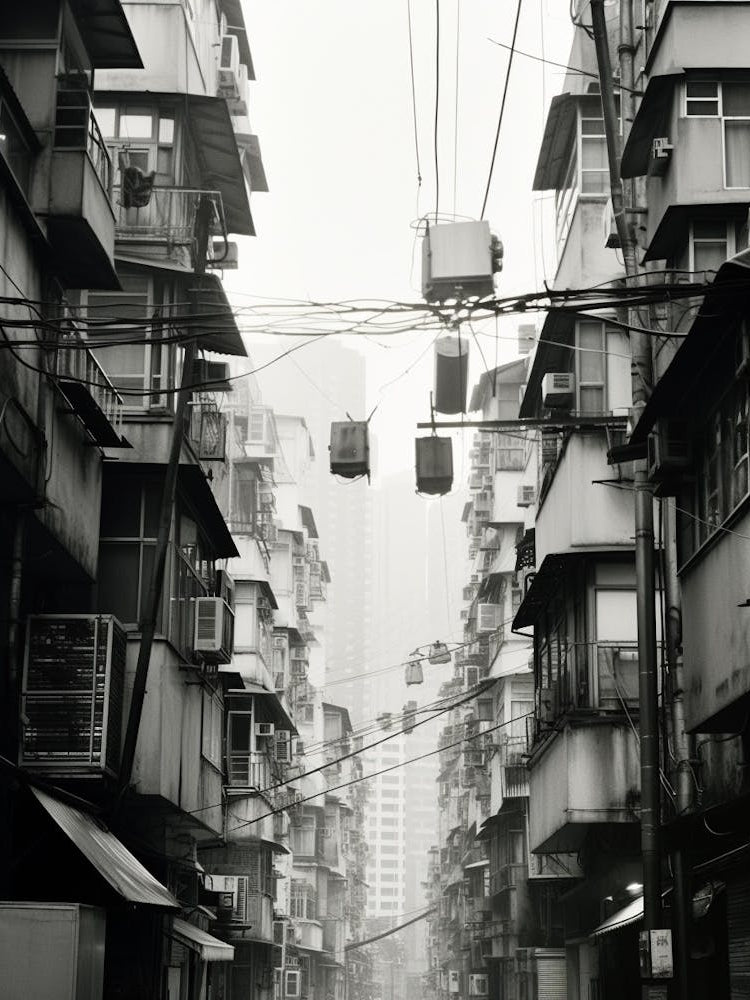 Hong Kong, China, Black And White Old Photo 2