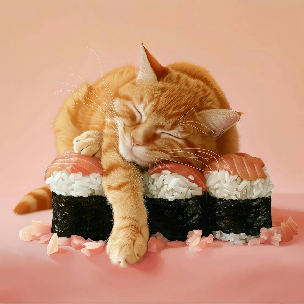 Cat Sleeping On Sushi 6