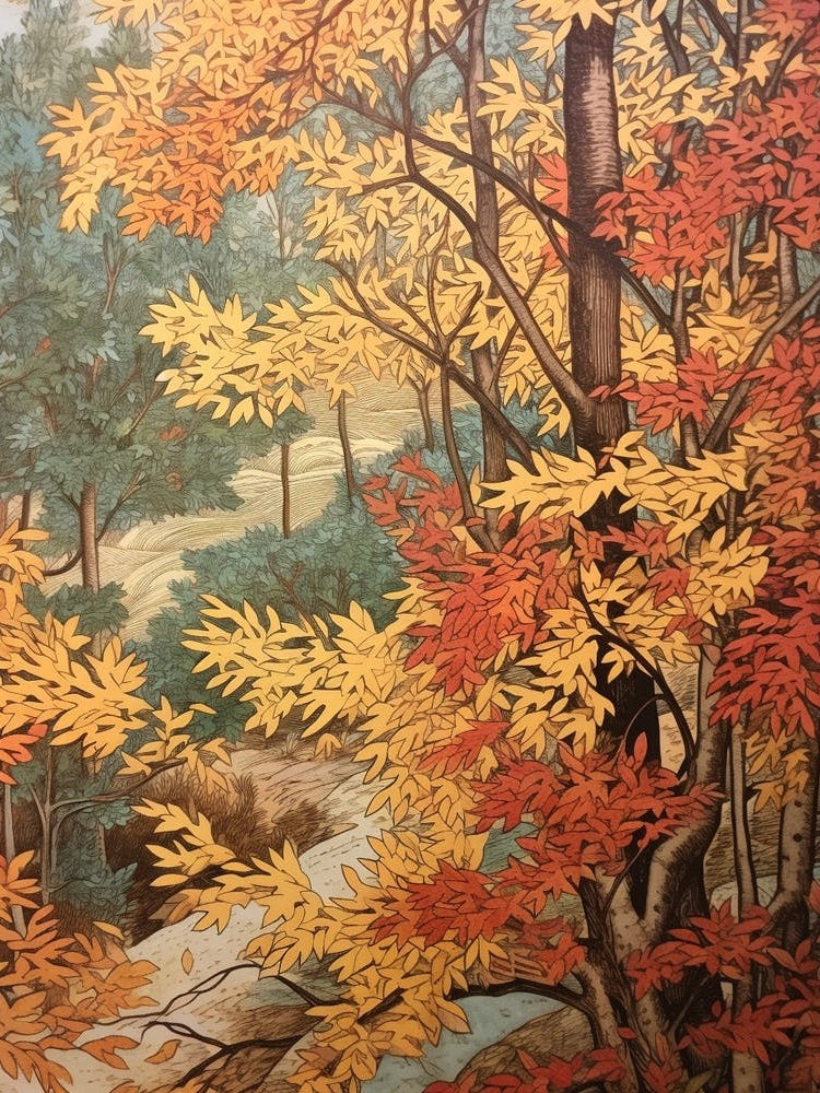 Dwarf Birch 2 Vintage Autumn Tree Print 