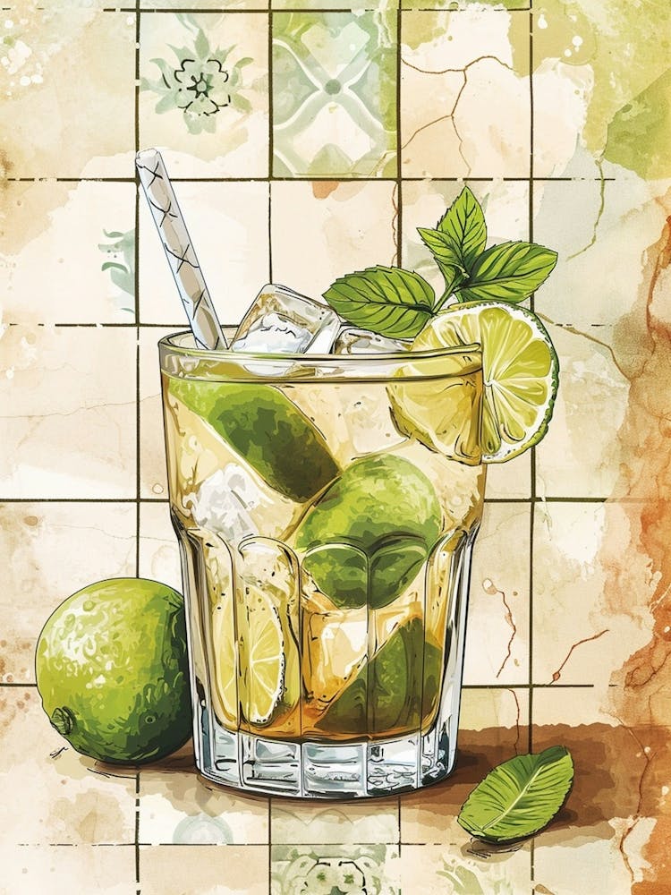 Mojito Watercolour Tiled 3